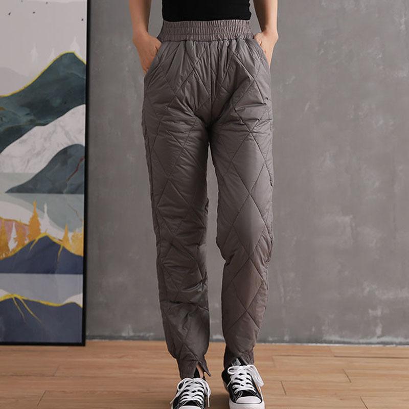 Winter Warm Down Cotton Pants Women High Waist Loose Harem Pants Solid Thicken Casual Pants 2026