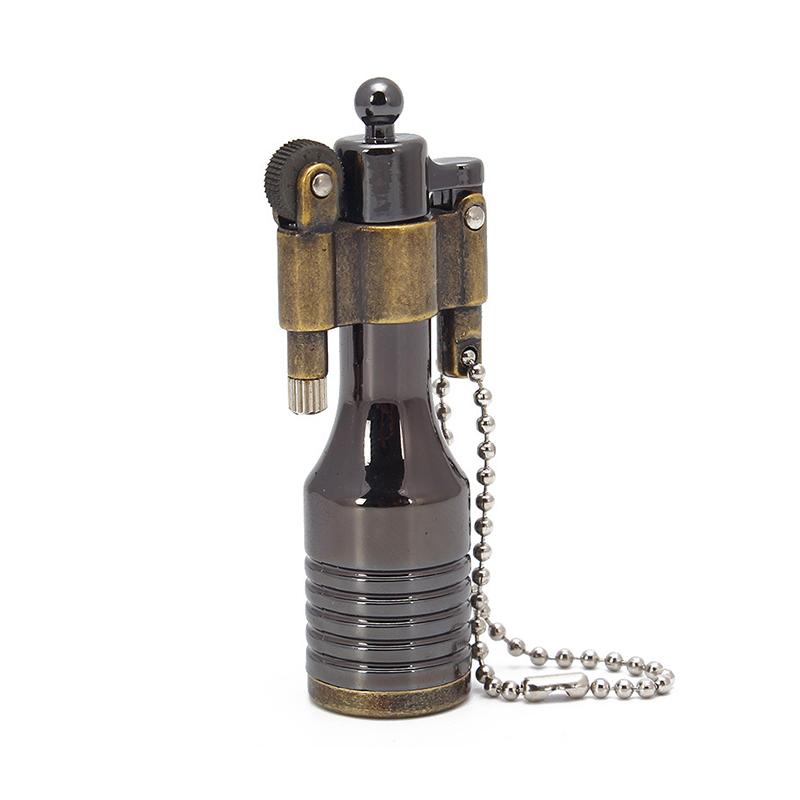 Retro Torch Lighter Grinding Wheel Oil Lighter Key Chain Metal Cigarette Lighter
