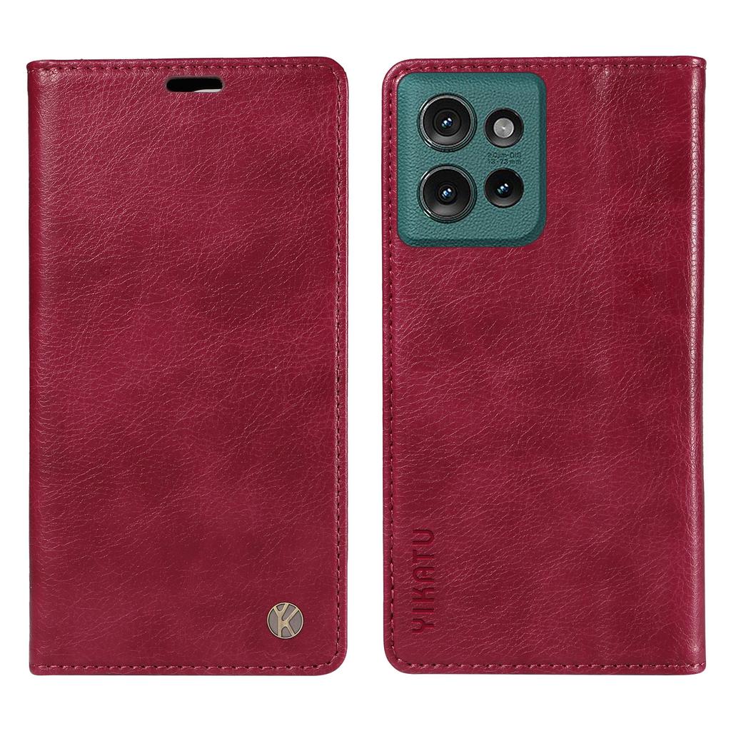 YIKATU YK-006 For Motorola Edge 50 5G Case Wallet Litchi Grain Leather Phone Cover Magnetic Auto-Absorbed