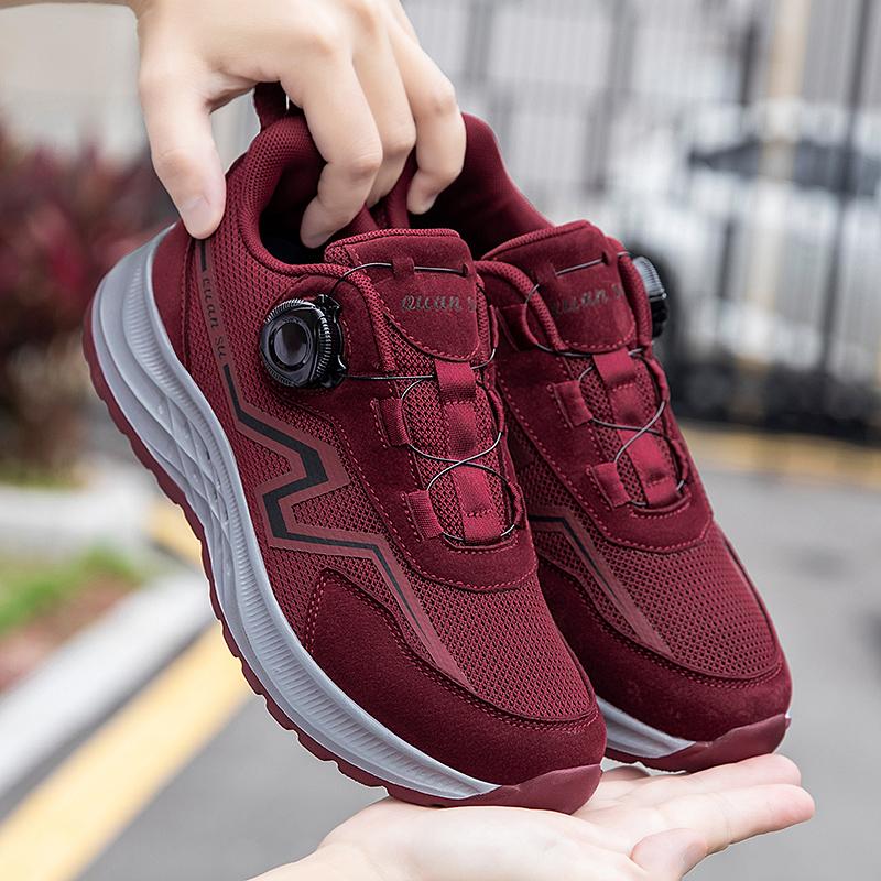 Men Women Rotating Button Sneaker Men's Sports Shoes EVA Soft Sole Elderly Comfortable Breathable Walking Shoes High Quality