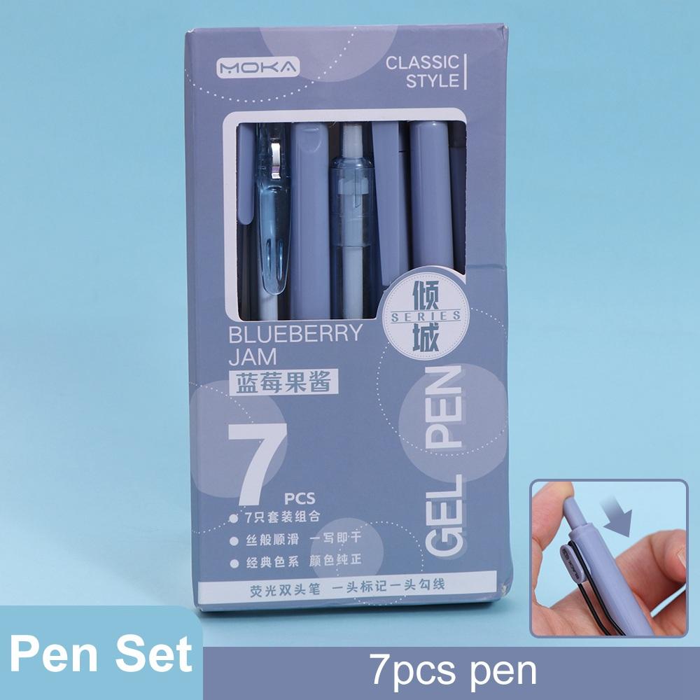 ST Nib Press Gel Pen Black Ink Signature Pen 7pcs/Set Ballpoint Pen  Student
