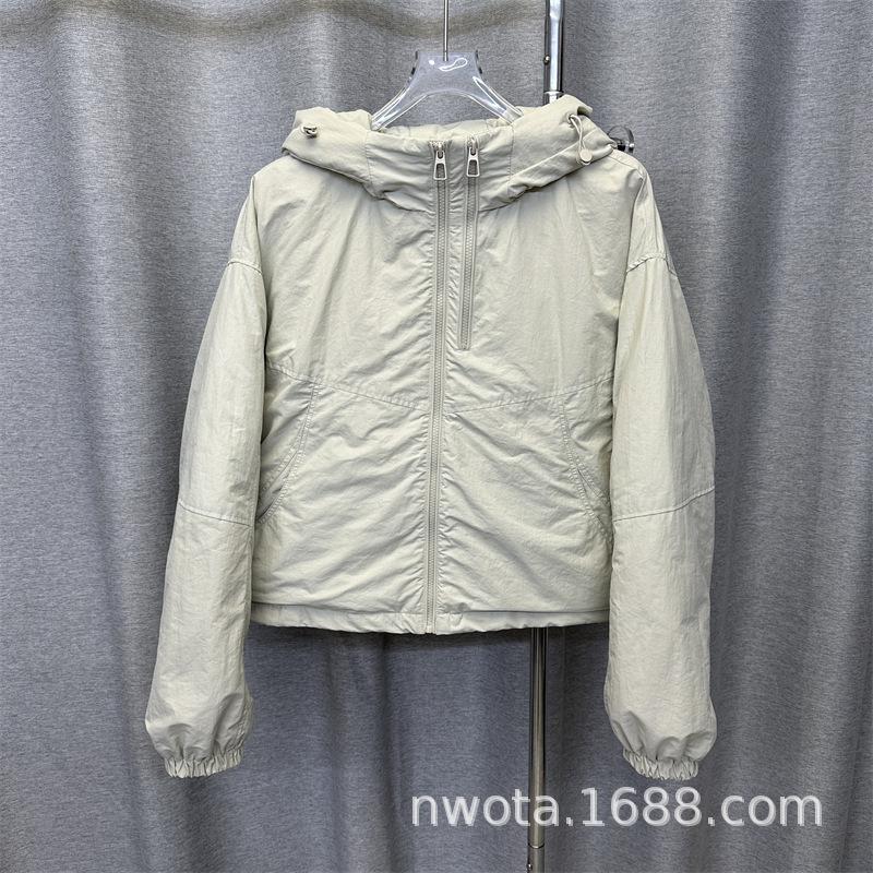 Hooded long-sleeved double-zipper short down jacket women's winter new loose and thin simple casual jacket jacket jacket
