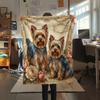 1PC Retro Pet Puppy Print Flannel Blanket, High quality All Seasons, Home Decor, Warmth and Comfort, Perfect for Christmas Gifts