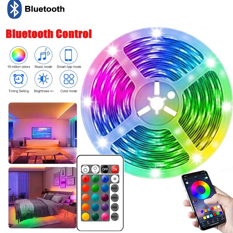 1M Led Lights 5050 for Room Music Sync Multicolor RGB 5V Led Strip Lights Flexible Ribbon for Party Bedroom Decor TV Backlights