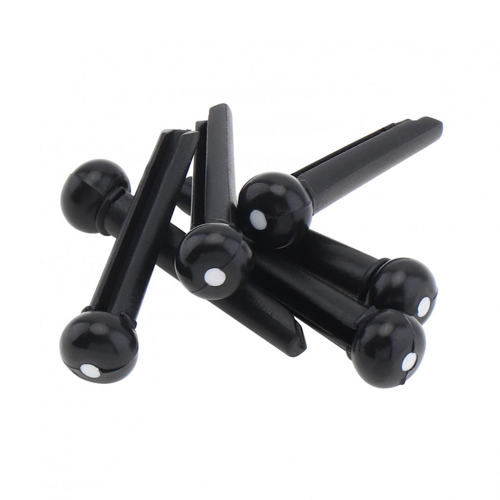 6stk/parti Svart ABS Plast Topp White Dot Akustisk Gitar Bridge Pins