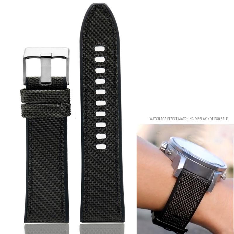 

24mm 26mm 28mm Nylon Watchband For Diesel DZ4500 DZ4506 DZ7420 DZ4318 Silicone Bottom Waterproof Strap Men Wristban Black Green 28mm
