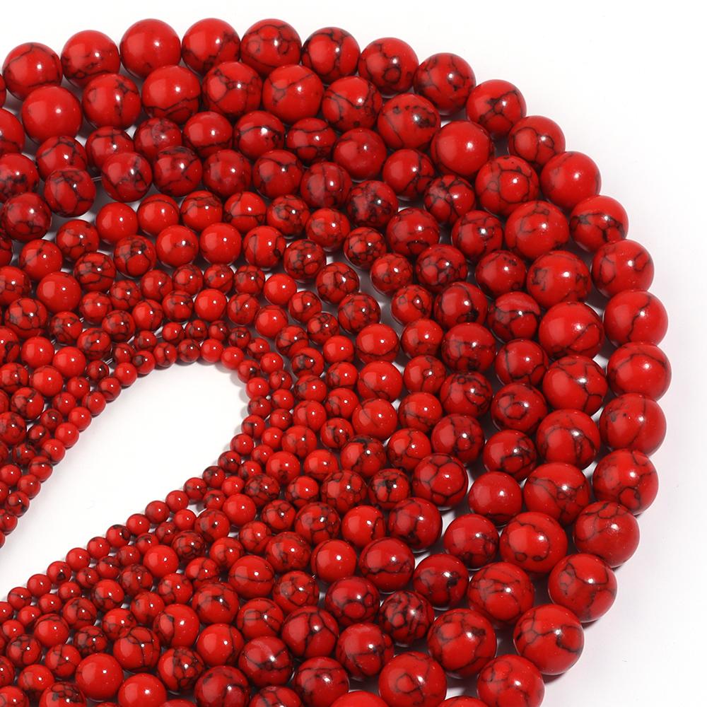 24-140pcs/lot 4 6 8 10 12 14 16mm Natural Stone Beads Colorful Turquoise Beads Round Loose Beads For Jewelry Making DIY Bracelet