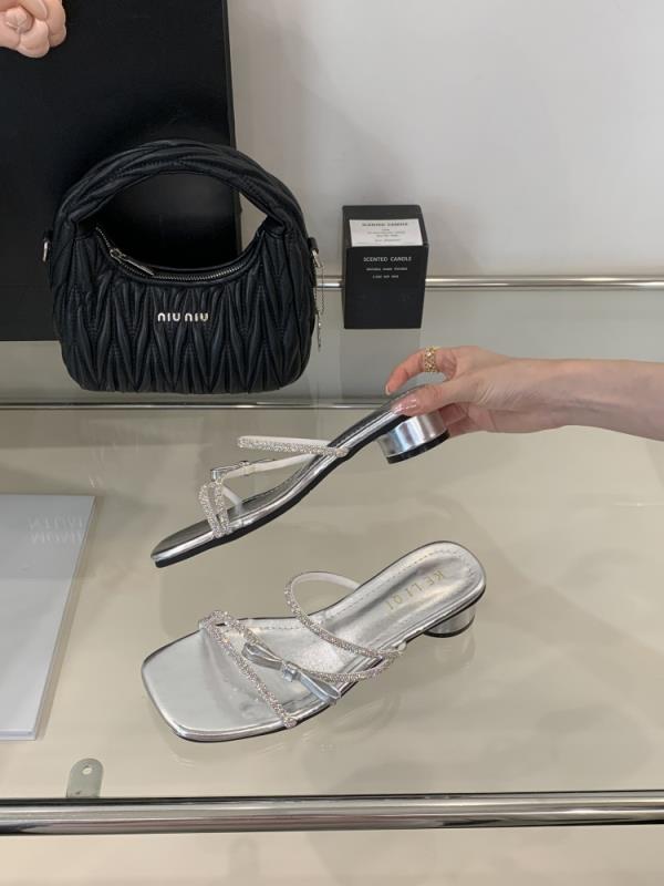 Fashion Slippers Women Summer Shoes Slides Jelly Flip Flops Fashion Square Heel Glitter Luxury Block Scandals Crystal Glitter Slides Sho