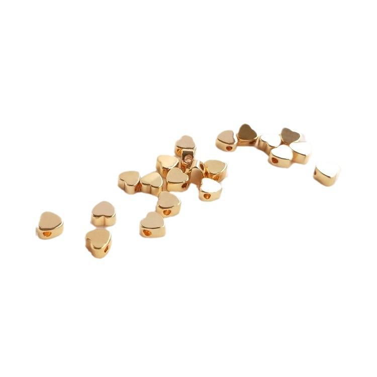 14K Gold-Filled Heart-Shaped Spacer Beads, Color-Preserving, Perfect for DIY Jewelry and Charms