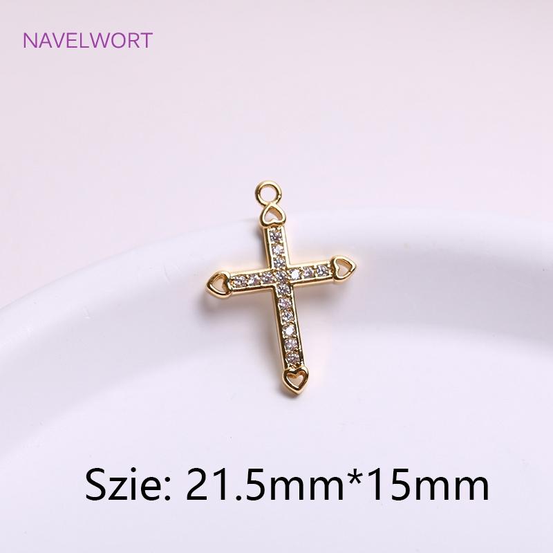 14K Gold Plating Sun Flower/Cross Pendants Brass Metal Inlaid Zircon Flower Charms DIY Jewelry Making Accessories Wholesale