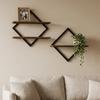 2PCS Organizer 2-Tier Wood Floating Shelves Space Saving Wall Mounted Storage Rack Decorative Display Shelves Office