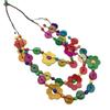 Wood Tassel Colorful Petal Bead Necklace Multi Layer Choker Flower Necklace  Women