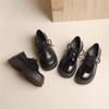 Small leather shoes women's spring and autumn new retro black versatile single shoes lace-up Le platform shoes