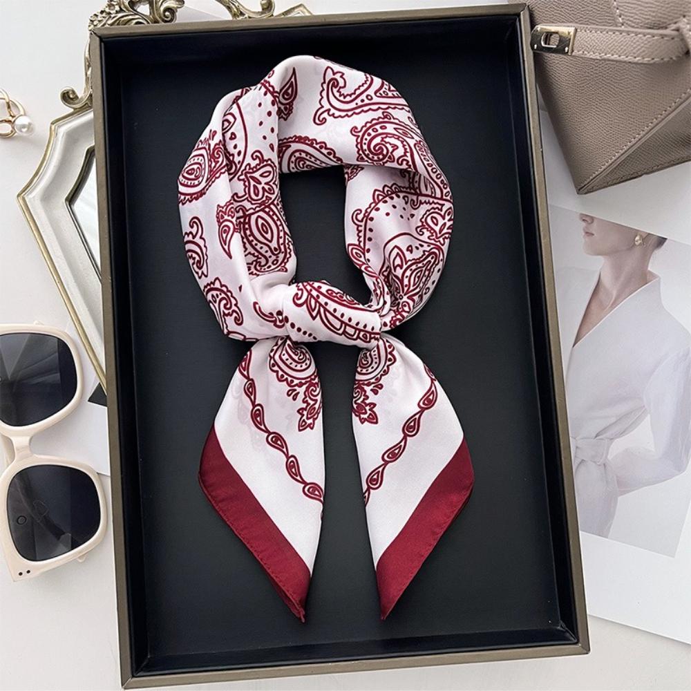 Luxury Print Square Silk Scarfs For Women Decorate Neck Ties Fashion 70*70Cm Kerchief Lady Summer Beach Hijab Female Neckerchief