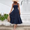 Amazon Foreign Trade Splicing Skirt Summer Cross-border Women's Clothing Europe and the United States Popular To Win Suspender Sleeveless Dress