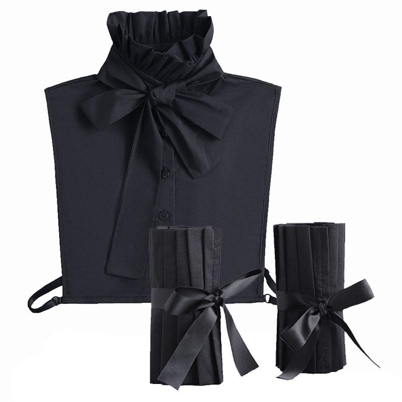 Men's Shirts Fake Collar Fake Cuff Sets Removable Half Shirt Fake Collar+Sleeved Formal Wear Shirt Detachable Collar Set