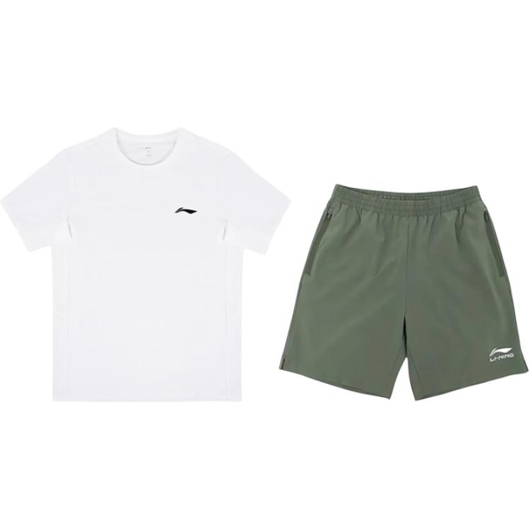 

Li-Ning Plain Simple Quick-Dry Breathable Comfortable Round Neck Pullover Short Sleeve T-Shirt Casual Sports Set Unisex Tops YTSU149-3+YKSV147-1 S