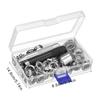 Metal Eyelets 12mm Grommet Tool Kits Eyelet Set with Storage Box Grommet Eyelets Washers Set for DIY Leather Craft
