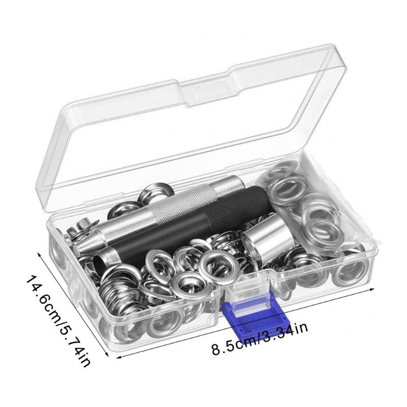 Metal Eyelets 12mm Grommet Tool Kits Eyelet Set with Storage Box Grommet Eyelets Washers Set for DIY Leather Craft