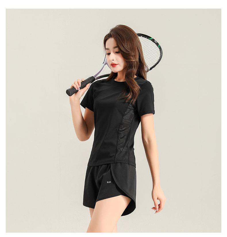 Women's 2025 Ice Silk Quick-Dry Sports Set: Short-Sleeve Top & Shorts for Running, Gym, Yoga