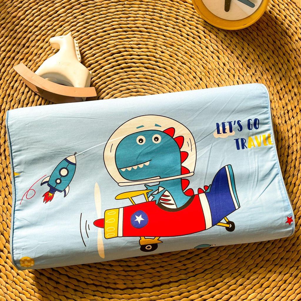 Thailand Natural Latex Children's Pillow - Pure Cotton Cartoon Design, Baby Neck Support, Ideal for Kindergarten Students and Gifts