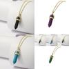 Elegant Geometric Alloy Pendant Necklace With Colorful Natural Stones For All Occasions