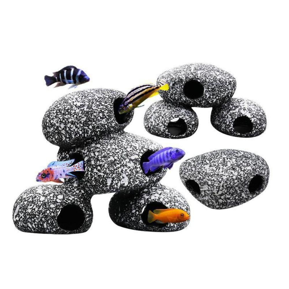 Ceramic Cichlid Stone Cave Eco-friendly Hiding Tank Cave Fish Eluding House  Fish Tank
