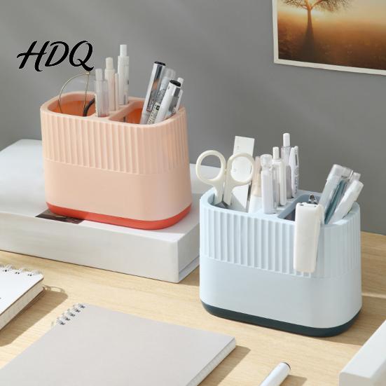 Compact Desk Organizer for Supplies Desktop Pen Holder Compartments Thickened Plastic Organizer Macaron Office Storage Color Vertical Pattern