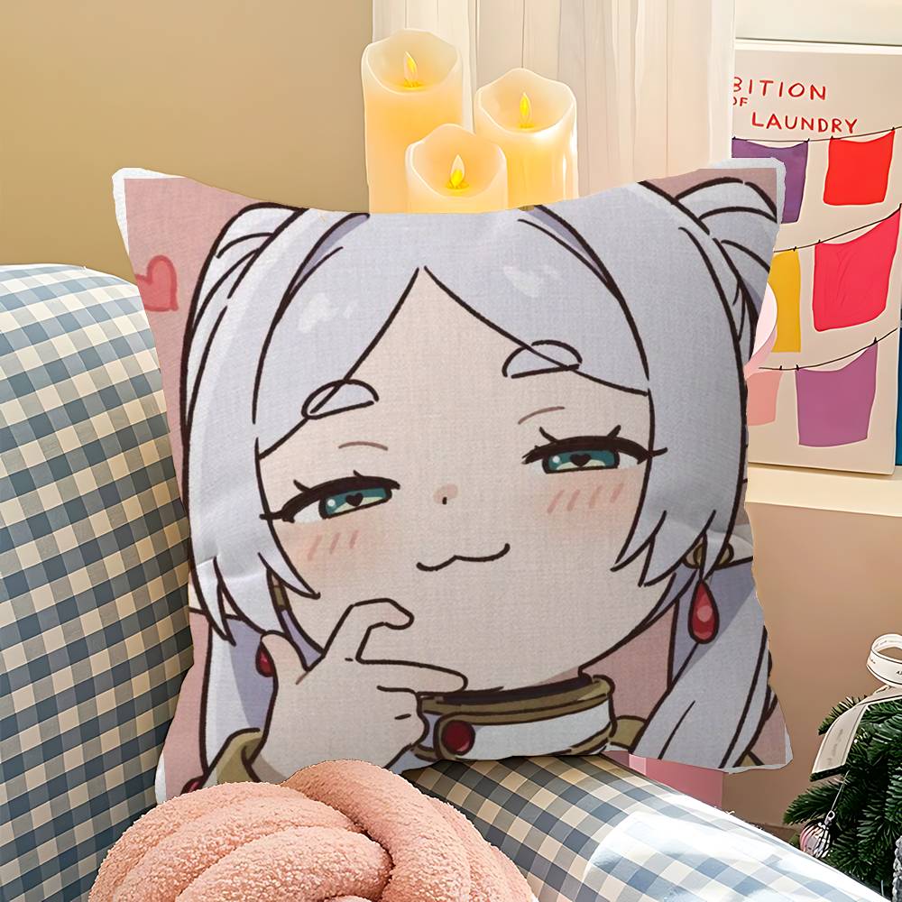 Cute Sousou No Frieren Pillow Cover Sofa Cushion Cover Home Room Decoration Children Gift