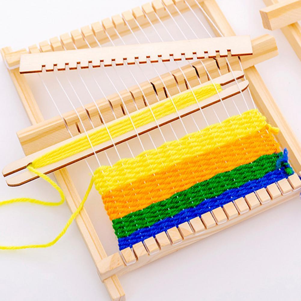 Wooden Color 1 Set Fancy Intellectual Toy Weaving Frame Loom Portable Weaving Loom Multi-craft Nursery Gift