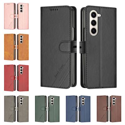 Business Premium Leather Case for Samsung Galaxy Z Fold 5 4 3 Fold5 Fold4 Fold3 Card Slots Phone Bag Cover Shockproof Armor