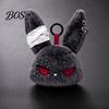 Stress Relief Plush Doll with Metal Hanging Loop, Dark Style Rabbit Pendant Bandage Stitched Keychain Toy, Funny Expression Doll, Collectible Toy Loop