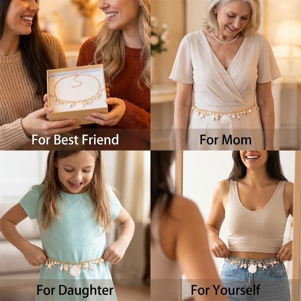 Boho Shell Starfish Conch Belly Chain for Women Sexy Imitation Pearl Gold Color Waist Chain Summer Beach Body Jewelry Belt Gift