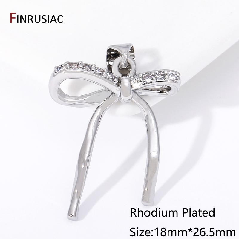 

Trendy 18K Gold Plated Brass Inlaid Zircon Irregular Bowknot Charms Pendant For DIY Neckalce Making Supplies Findings 1 piece