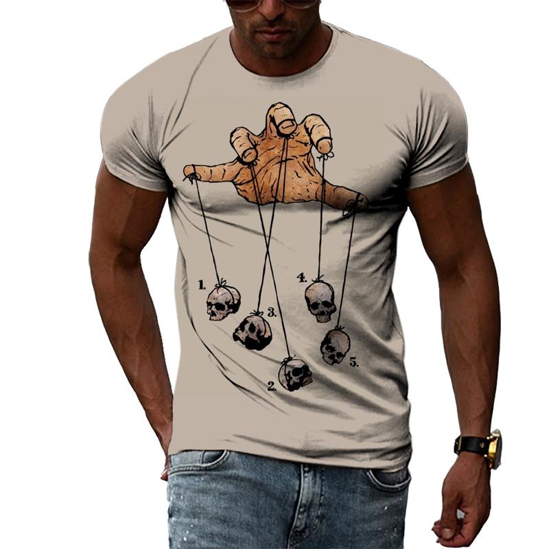 Sommermode Angst Totenköpfe Grafik Lässiges bedrucktes T-Shirt Hip Hip Harajuku Stil Rundhals Kurzarm Herren T-Shirts