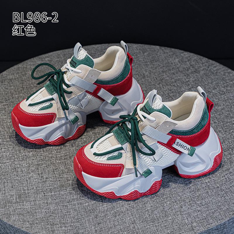 

Dad shoes spring and autumn new leather soft sole high energy thick sole small sports shoes 33 красный