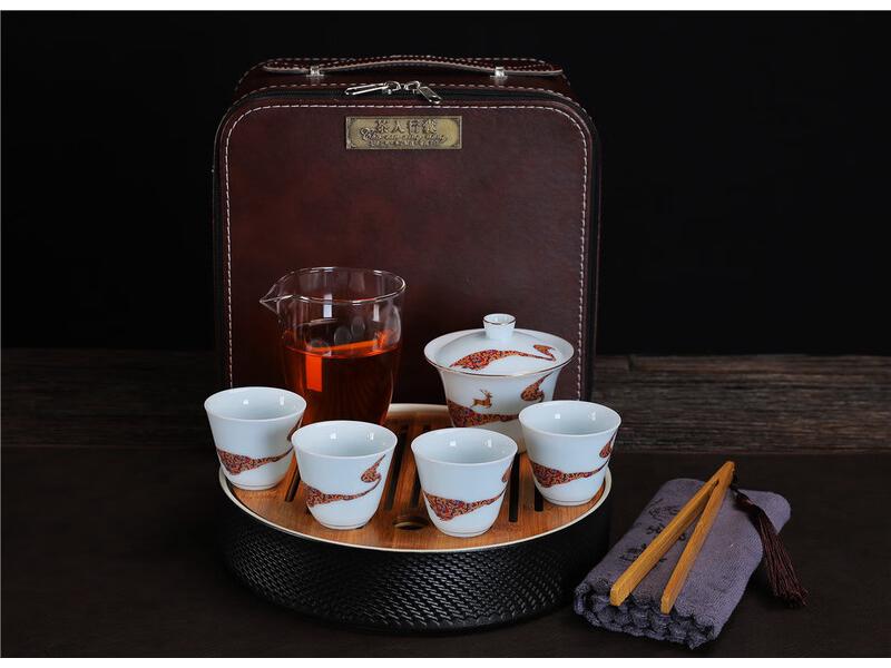 Portable White Porcelain Tea Set