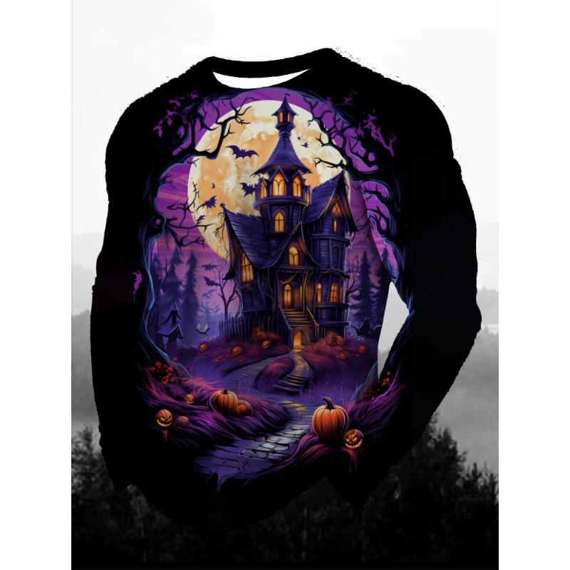 3D Printed Halloween Theme Long Sleeve T-shirts Men's Fashion Tops Casual Party Clothing