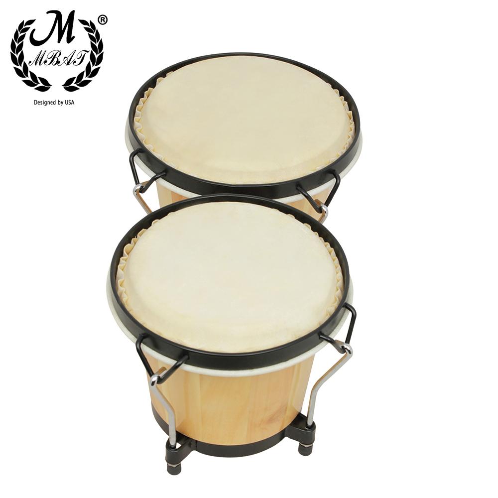 M MBAT Wooden Bongo Drum High Quality Percussion Instrument 6 Inch African Tambourine With Wrench Music Accessories Rhythm Gift
