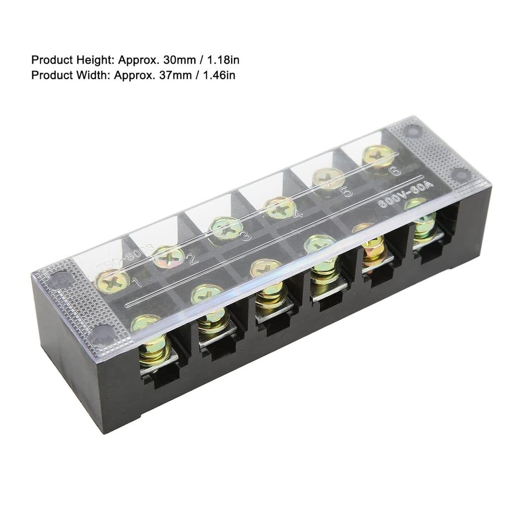 Terminal Strip Block 600V 60A High Voltage Electrical Connector Industrial Grade Wiring for Safe and Reliable Connections Heavy Duty High Current