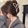 1pc rhinestone pearl hair clip new style heart-shaped sparkling hairpin back of head hair accessory shark clip
