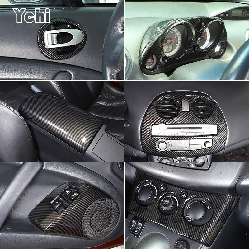 For Mitsubishi Eclipse 06-11 ABS Carbon Fiber Air Conditioner Multimedia Frame Cover Window Lifting Button Cover Car Accessories