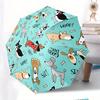 Folding Umbrella The umbrella features cartoon illustrations of dogs, including a Poodle, a Beagle, and a Dachshund, accompani
