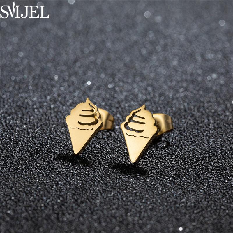 

Korean Daisy Ear Studs for Women Small Cherry Mushroom Skull Lock Key Stainless Steel Earrings Piercing Body Jewelry Accessories Black Color