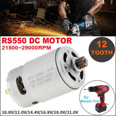 Motor RS550 DC 12 dientes 10,8 V/12 V/14,4 V/16,8 V/18 V/21 V/25 V 21500-29000 RPM para taladro eléctrico/destornillador
