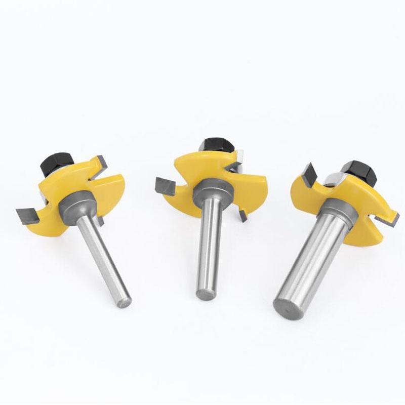 Set di Frese a 3 Lame 7pz Lama Slot Cementato Frese Taglienti Fresatrice Carburo per Legno Gambo 6mm 1/4pollice 8mm12mm 1/2pollice