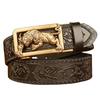 Tiger Engraved Automatic Buckle Cowhide Men's Zodiac Belt - Casual Retro Style