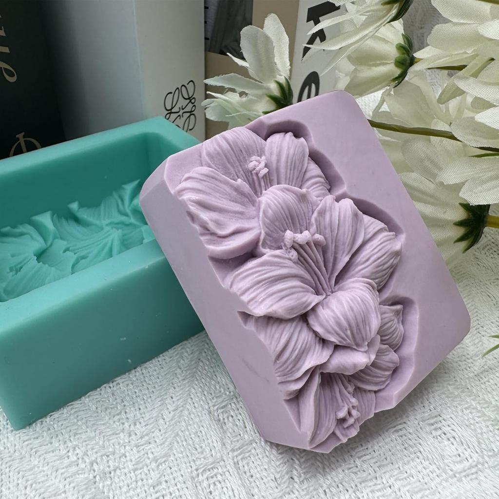 Lily Flower Soap Mold Pretty Flower Soap Silicone Mould for Handmade DIY Soap Making Lotion Bars Scented Candles Resin Crafts Aromatherapy Gypsum