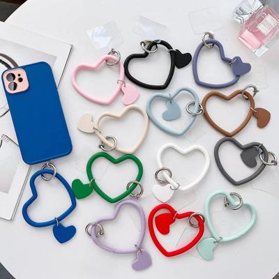 Anti-Lost Love Heart Schlüsselanhänger Handygurt Ring Anhänger Telefon Hängendes Schlüsselband Weiches Silikon Armband Armband Zubehör