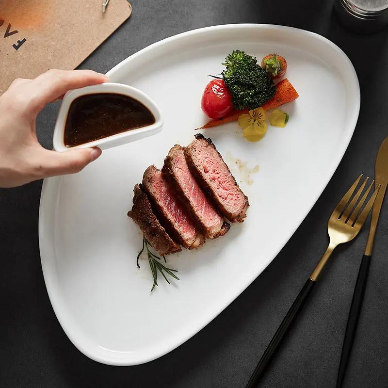 Ceramic Dinner Plate Restaurant Steak Plates Pasta Plates Vegetable Salad Plates Dessert Dish Household Solid Color Tableware